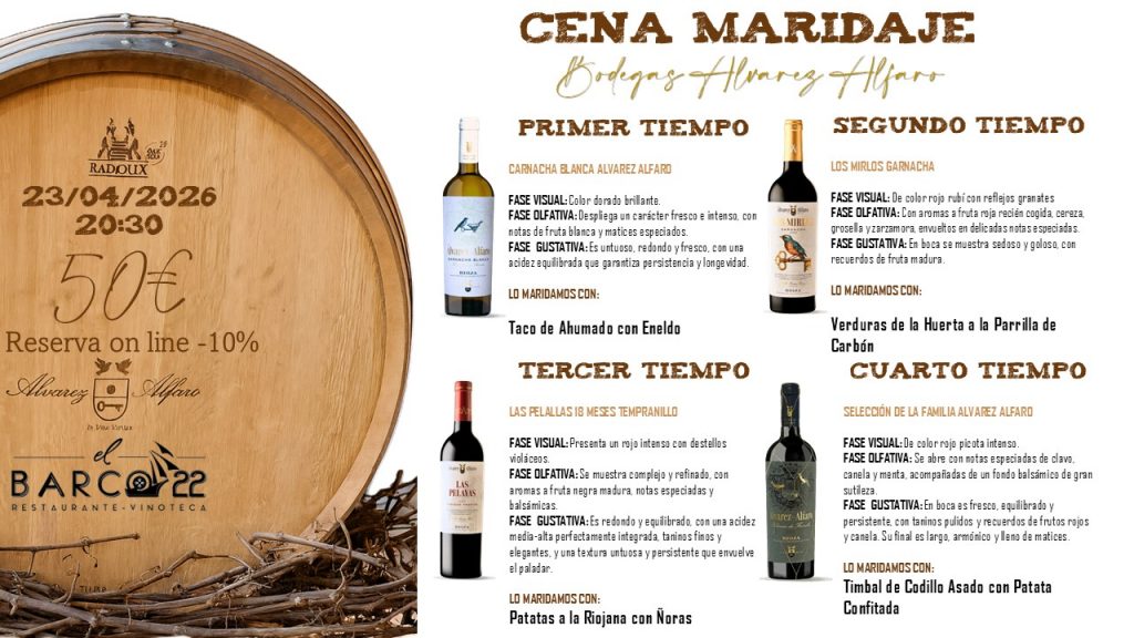 Cena Maridaje Bodegas Álvarez Alfaro